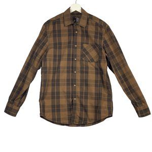 Aviator Shirt Mens Small Pilot Academy‎ United States Pearl Snap Brown Plaid
